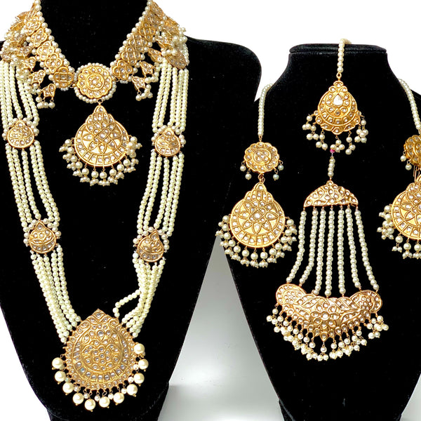 Tasneem- Antique Kundan and Pearl Bridal Set