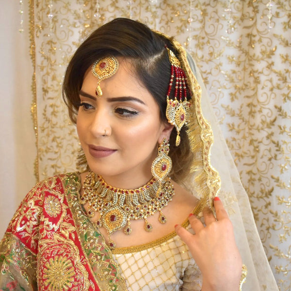 Jana- Polki Gold set with Rubies and Cubic Zirconia