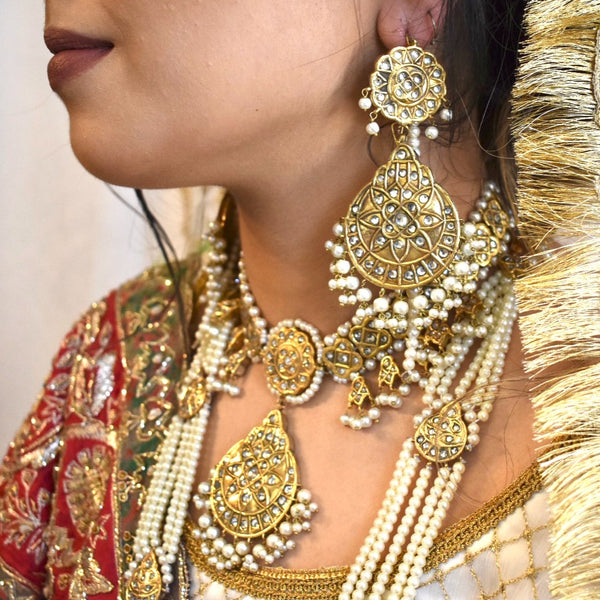 Tasneem- Antique Kundan and Pearl Bridal Set