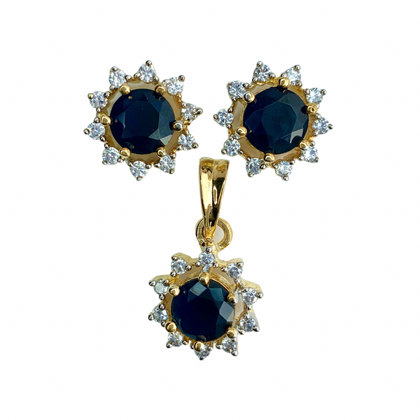 PURE- Round-cut Gemstone Pendant Set