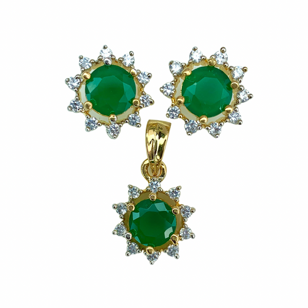 PURE- Round-cut Gemstone Pendant Set