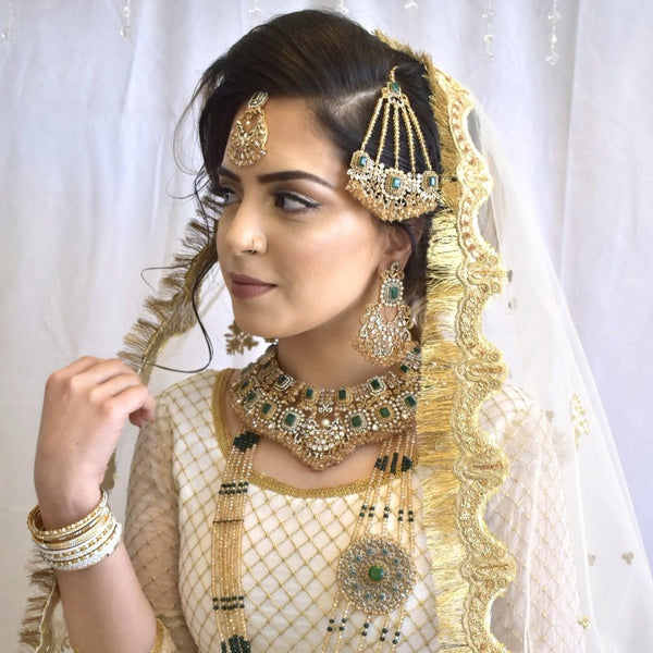 Hania- Emerald Polki Set with Teeka Jhoomar