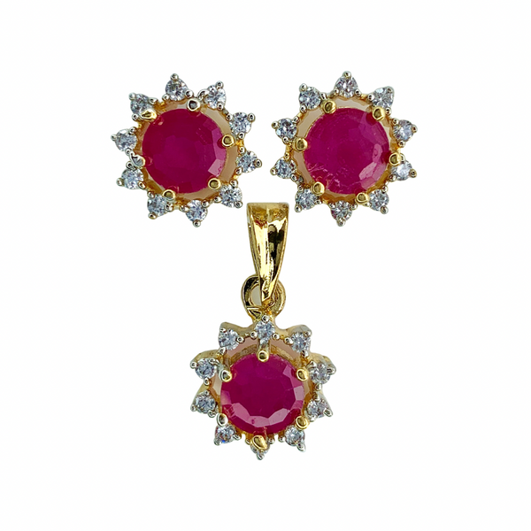 PURE- Round-cut Gemstone Pendant Set