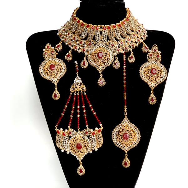 Jana- Polki Gold set with Rubies and Cubic Zirconia
