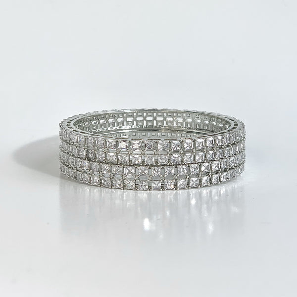 SHERINE- Cushion-cut Cubic Zirconia Bangle Set