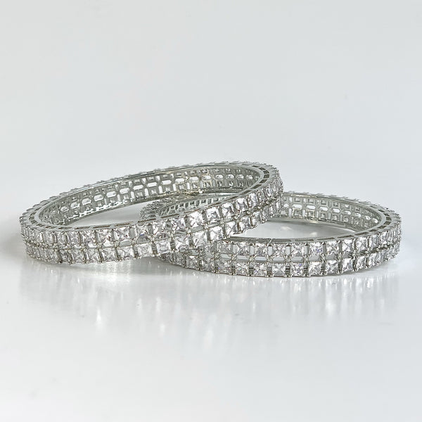 SHERINE- Cushion-cut Cubic Zirconia Bangle Set