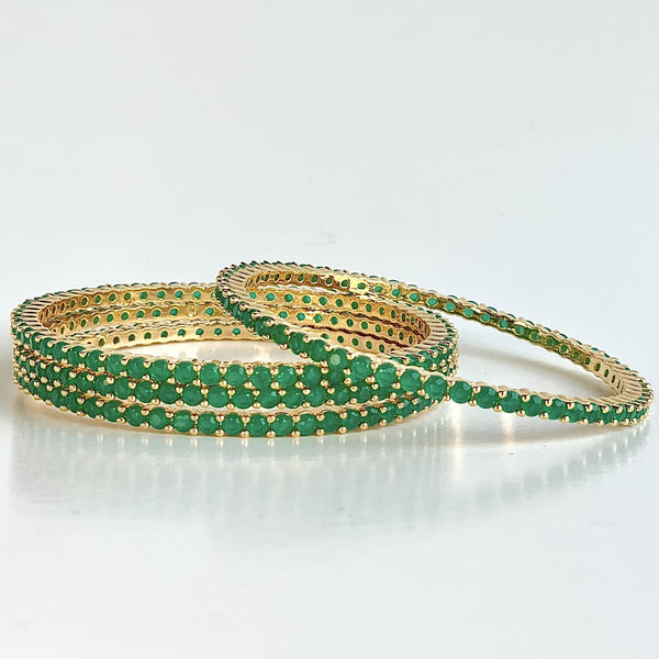 LINA - 18K Gold Plated Emerald Bangle Set