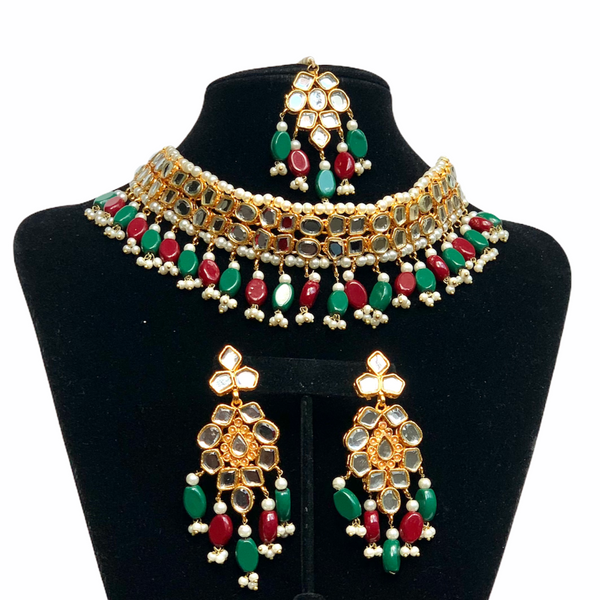 KINZA- Sheesha Kundan Set with Tikka