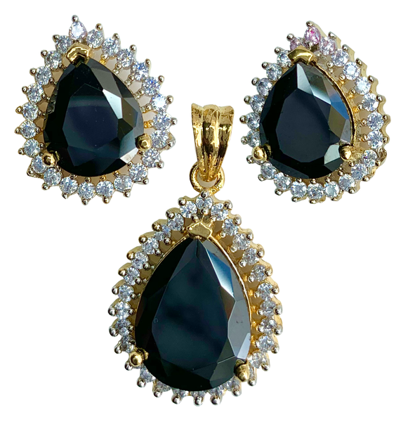 AMIRA - Pear-cut Gemstone Pendant Set
