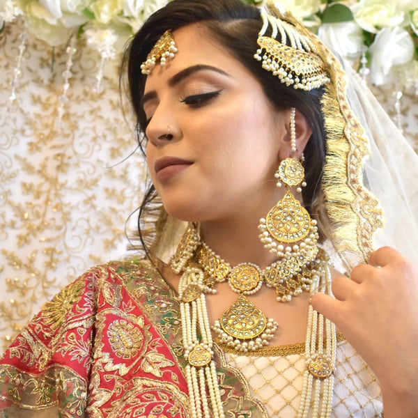 Tasneem- Antique Kundan and Pearl Bridal Set