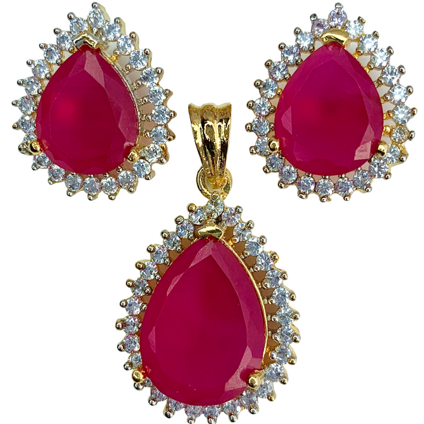 AMIRA - Pear-cut Gemstone Pendant Set