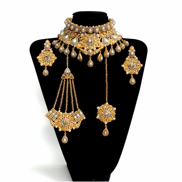 Ayesha- Polki Set with Pearls and Crystals