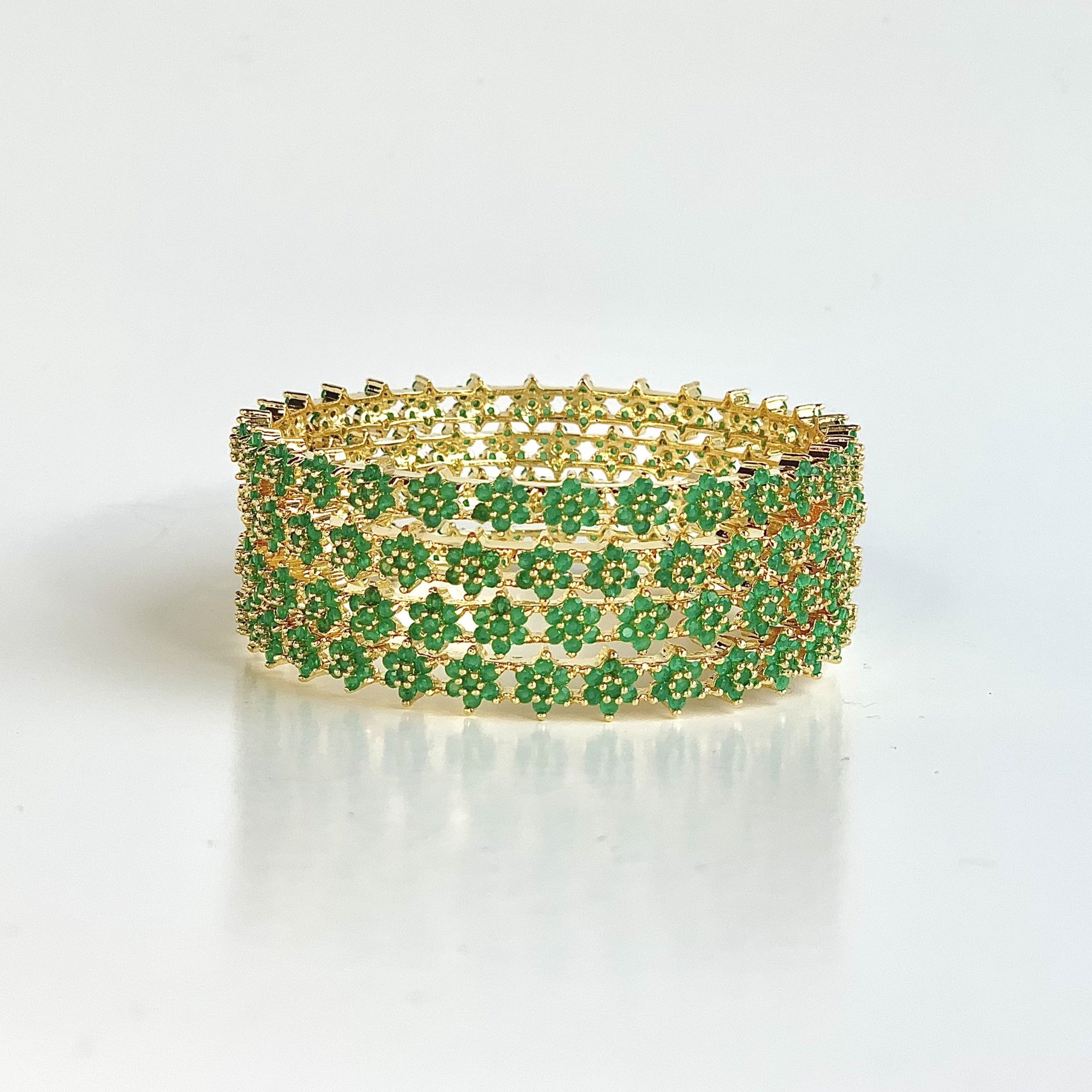 CLEOPATRA - 18K Gold Plated Emerald Bangles Set