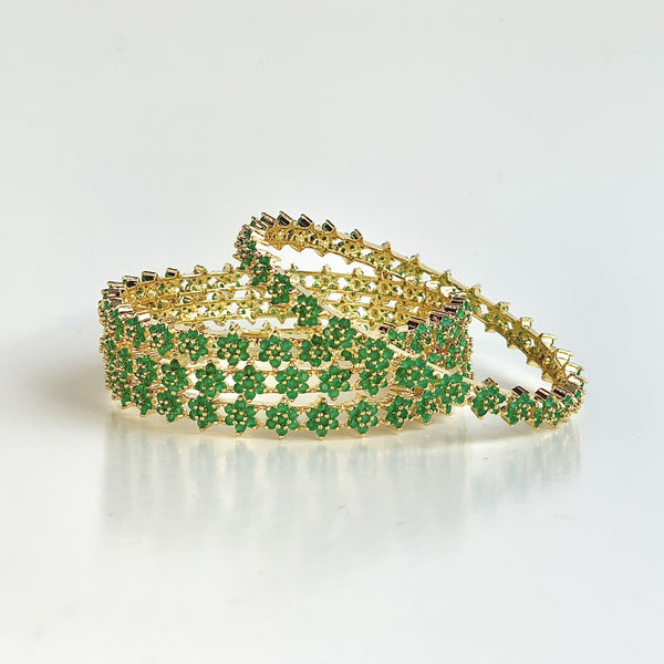 CLEOPATRA - 18K Gold Plated Emerald Bangles Set