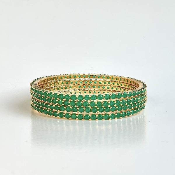 LINA - 18K Gold Plated Emerald Bangle Set