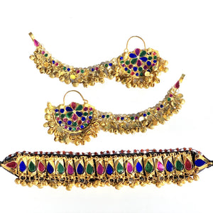 BAHAAR- Antique Afghan Earrings and Necklace Set