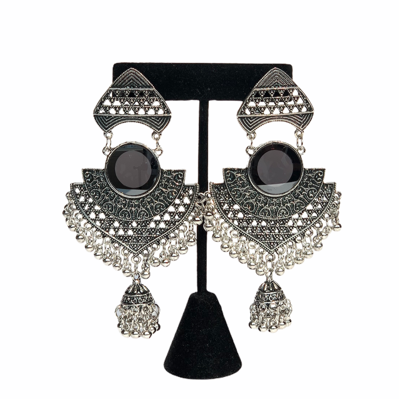 ARMENA- Oxidized Silver Statement Earrings
