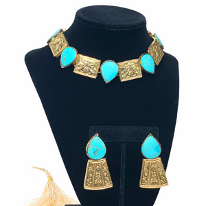 VARISHA- Gold and Turquoise Set