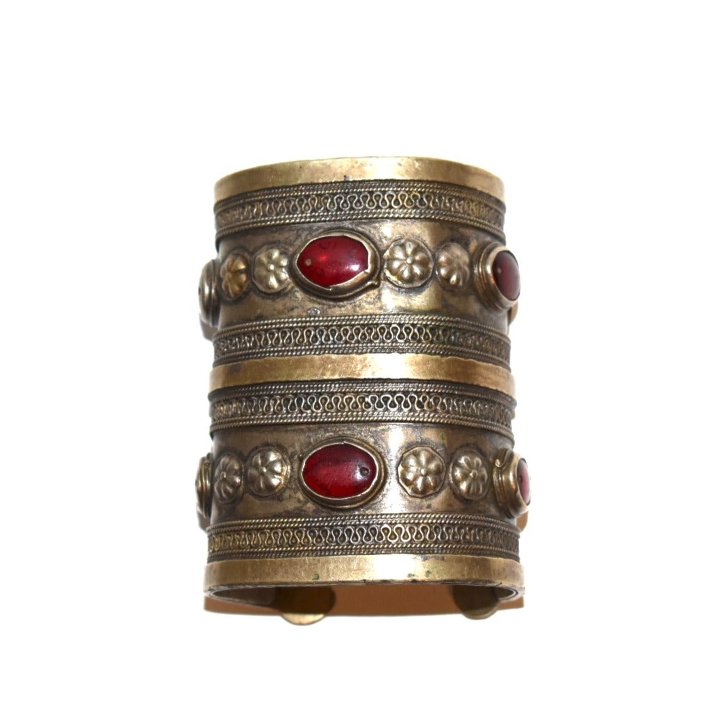 AABROO- Antique Afghan Cuff Gemstone Bracelet